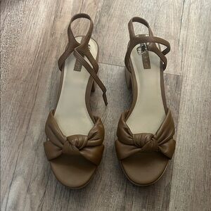 Copper Key Brown Knotted Strap Heels